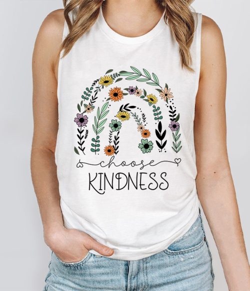Flower Rainbow Choose Kindness Teacher Tank Top