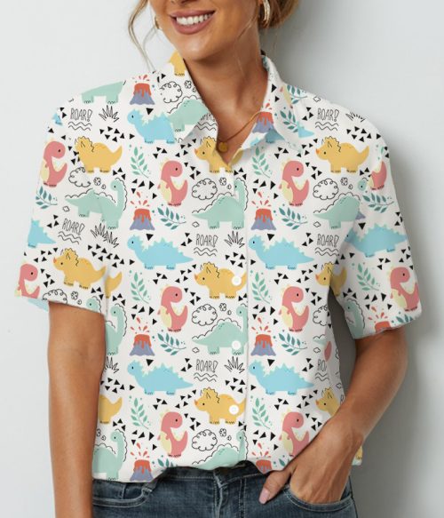 Roar Dinosaur Turtle Rhino Teacher Short Sleeve Shirt