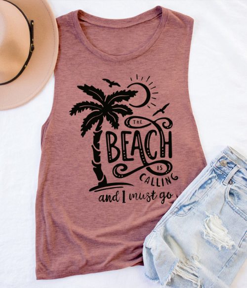 The Beach Is Calling And I Must Go Teacher Tank Top