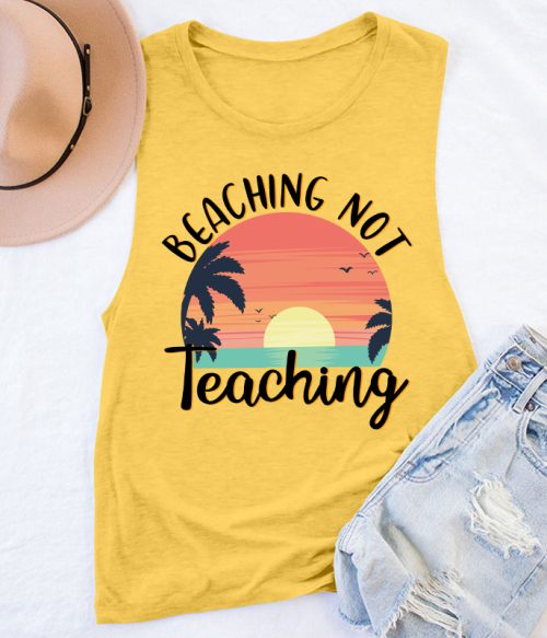 Beaching Not Teaching Teacher Tank Top