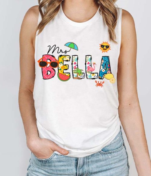 Personalized Name Summer Teacher Tank Top