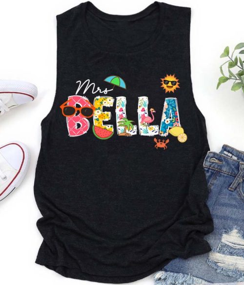 Personalized Name Summer Teacher Tank Top