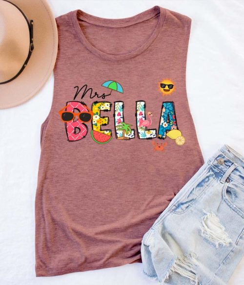 Personalized Name Summer Teacher Tank Top