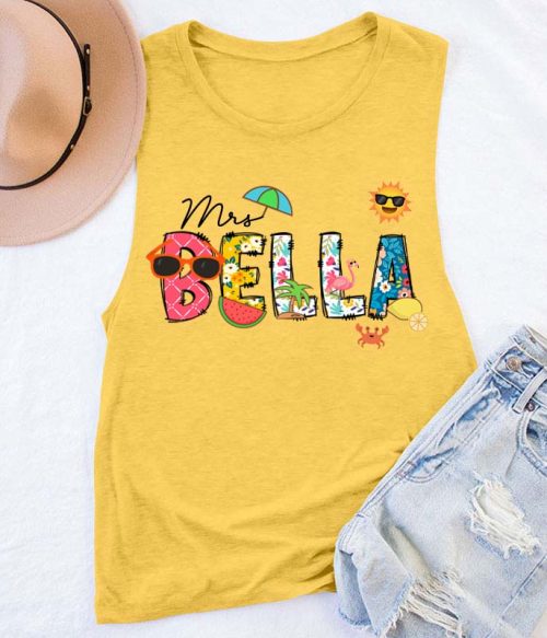 Personalized Name Summer Teacher Tank Top