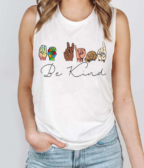 Sign Language Diversed Be Kind Teacher Tank Top
