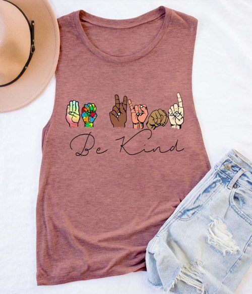 Sign Language Diversed Be Kind Teacher Tank Top