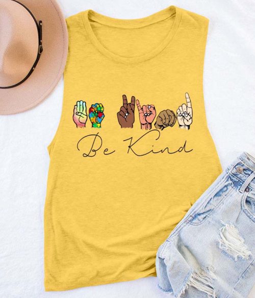 Sign Language Diversed Be Kind Teacher Tank Top