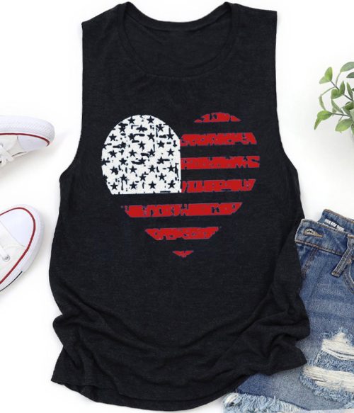 Independence Day Heart Teacher Tank Top