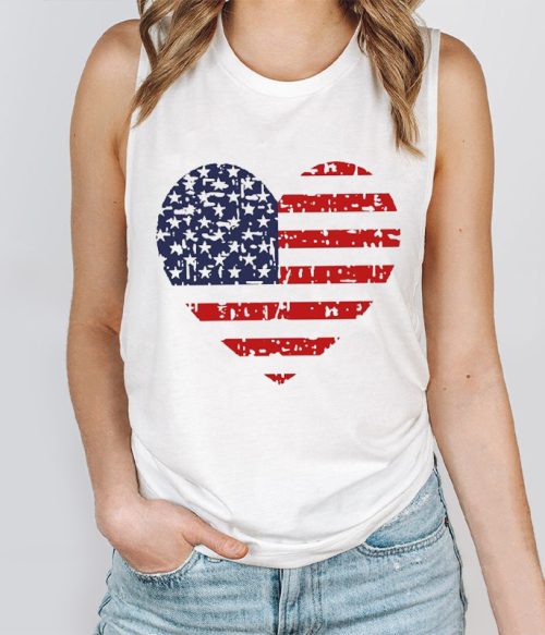 Independence Day Heart Teacher Tank Top