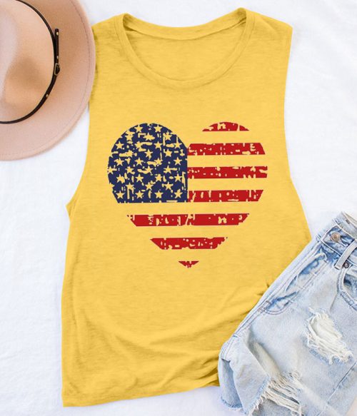 Independence Day Heart Teacher Tank Top
