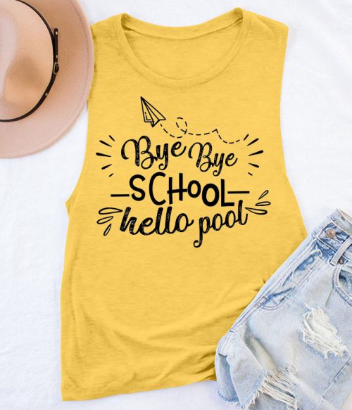 Bye Bye School Hello Pool Teacher Tank Top