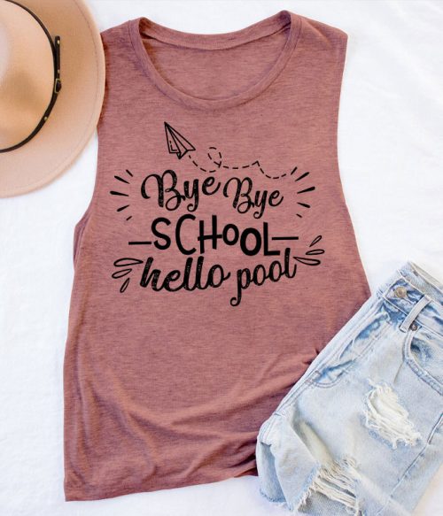 Bye Bye School Hello Pool Teacher Tank Top