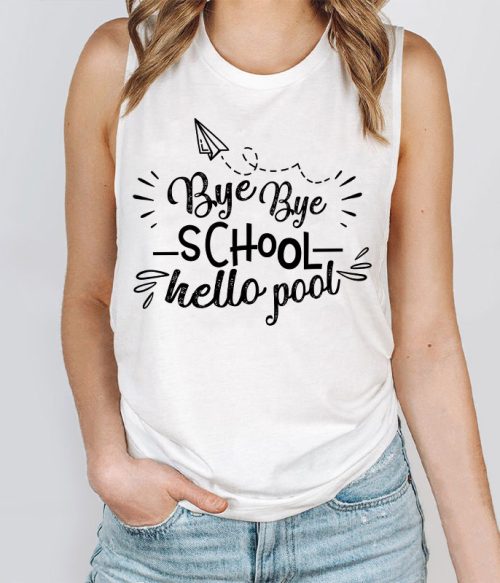 Bye Bye School Hello Pool Teacher Tank Top