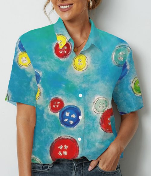 Colored Buttons Teacher Short Sleeve Shirt