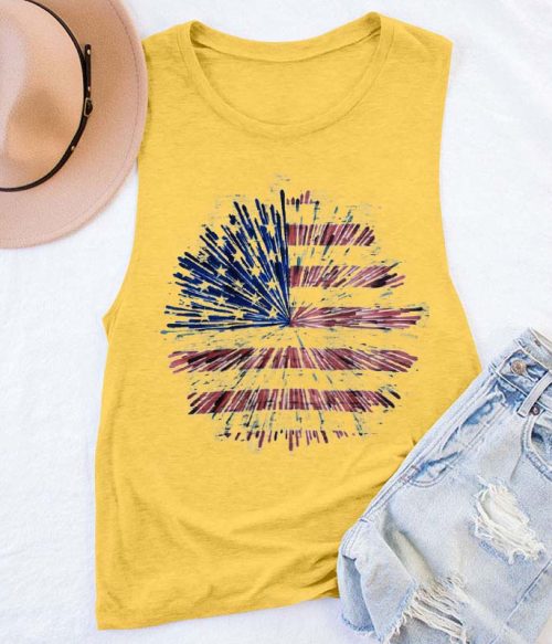 Fireworks Flag Teacher Tank Top