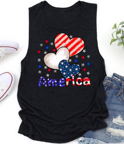 America Heart Teacher Tank Top