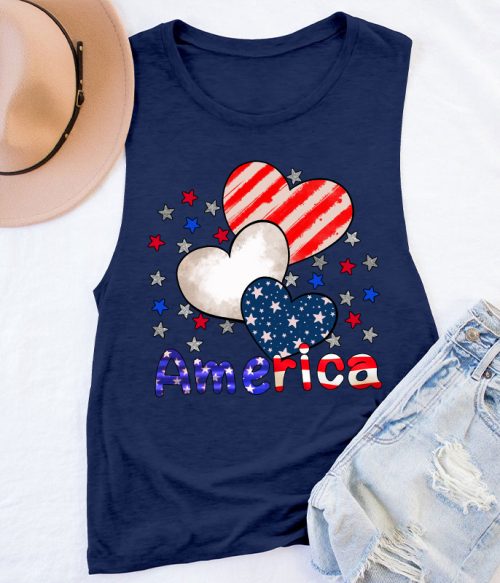 America Heart Teacher Tank Top