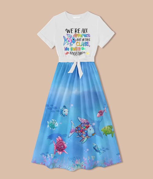 We're All Different But In This School We Swim Together Teacher One Piece Dress