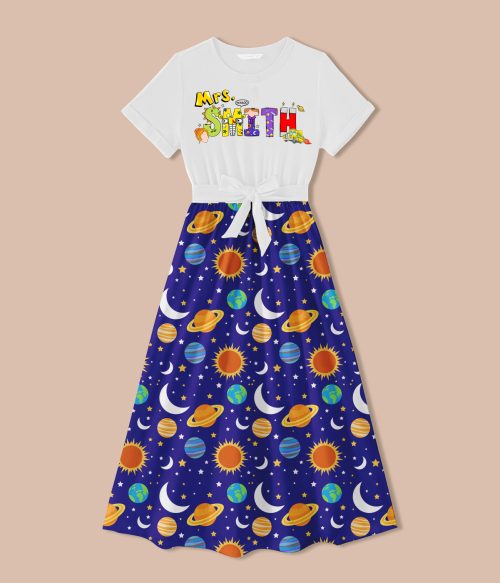 Personalized Name School Bus Teacher One Piece Dress