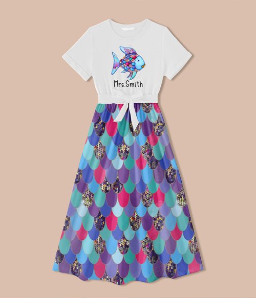 Personalized Name The Rainbow Fish Teacher One Piece Dress