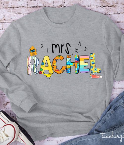 Personalized Name Smile Cat Teacher Long Sleeve T-Shirt