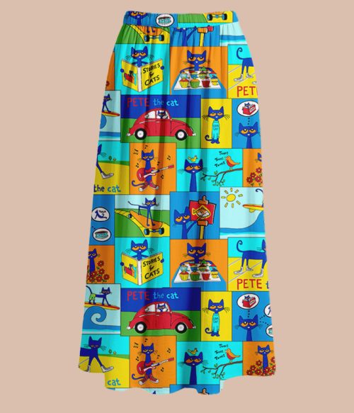 Pete Cat's Daily Routine Teacher Autumn Printed Midi Skirt
