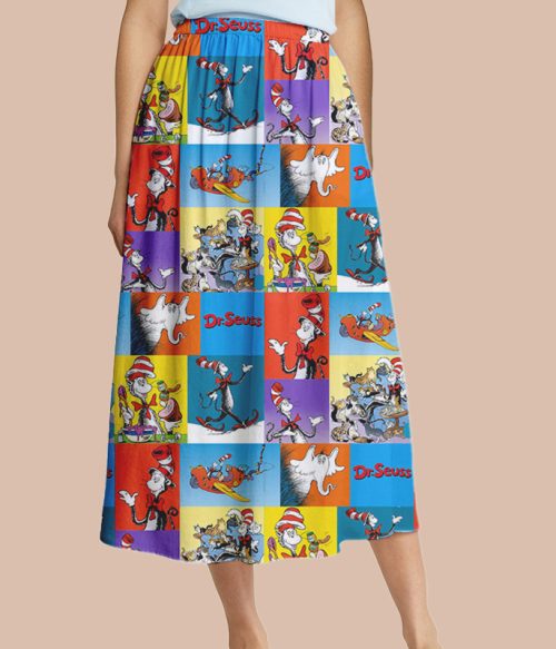 The Cat In The Hat Daily Routine Teacher Autumn Printed Midi Skirt