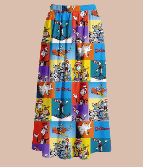 The Cat In The Hat Daily Routine Teacher Autumn Printed Midi Skirt