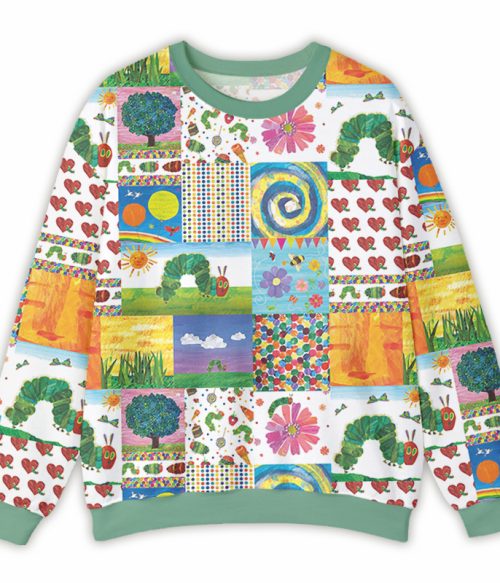 Green Caterpillar And Colorful Garden Teacher Printed Sweatshirt