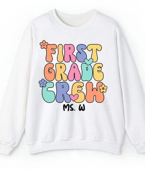 Personalized Grade And Name Crew Teacher Sweatshirt