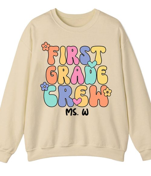 Personalized Grade And Name Crew Teacher Sweatshirt