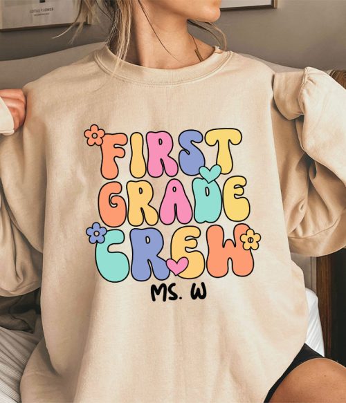 Personalized Grade And Name Crew Teacher Sweatshirt