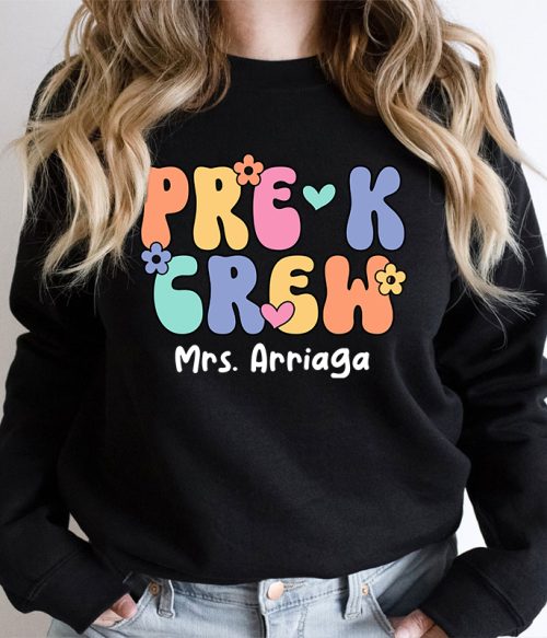 Personalized Grade And Name Crew Teacher Sweatshirt