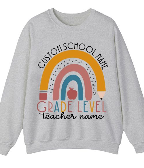 Personalized Name Rainbow Apple Teacher Sweatshirt