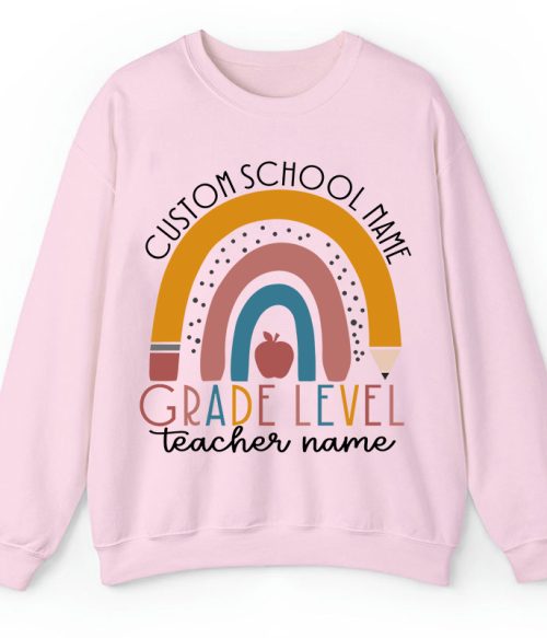 Personalized Name Rainbow Apple Teacher Sweatshirt
