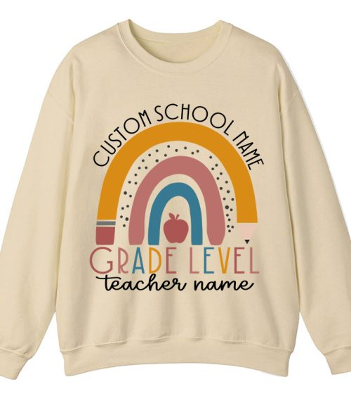 Personalized Name Rainbow Apple Teacher Sweatshirt