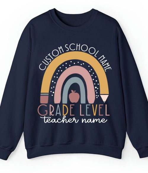 Personalized Name Rainbow Apple Teacher Sweatshirt