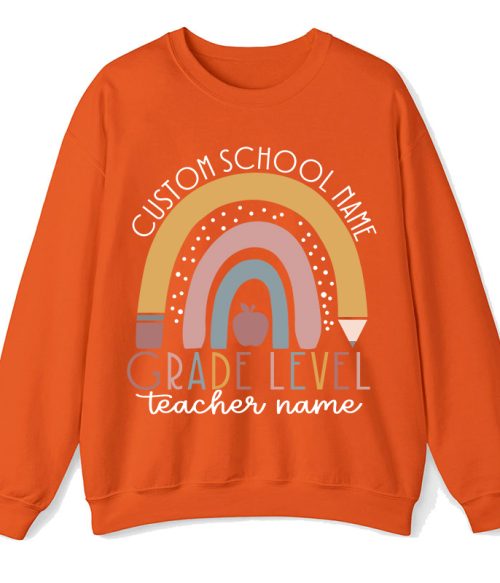 Personalized Name Rainbow Apple Teacher Sweatshirt