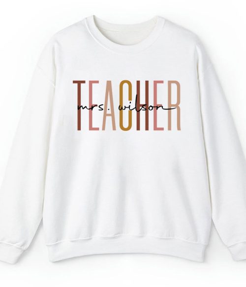 Personalized Name Simple Teacher Sweatshirt