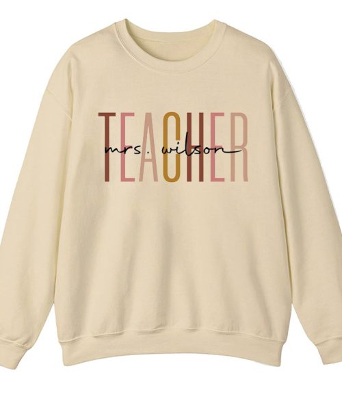 Personalized Name Simple Teacher Sweatshirt