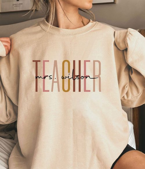 Personalized Name Simple Teacher Sweatshirt