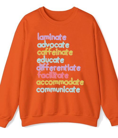 Personalized Laminate Advocate Caffeinate Educate Teacher Sweatshirt