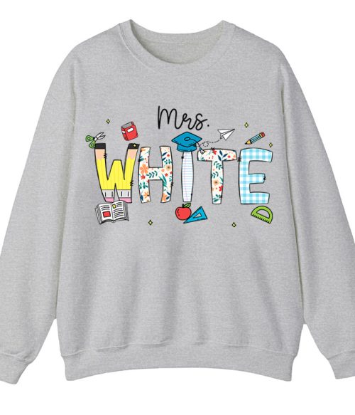 Personalized Name Cartoon Stationery Teacher Sweatshirt