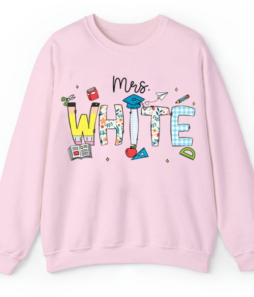 Personalized Name Cartoon Stationery Teacher Sweatshirt
