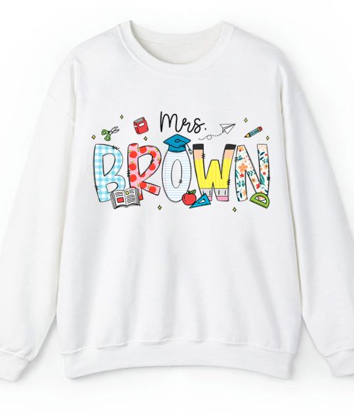 Personalized Name Cartoon Stationery Teacher Sweatshirt