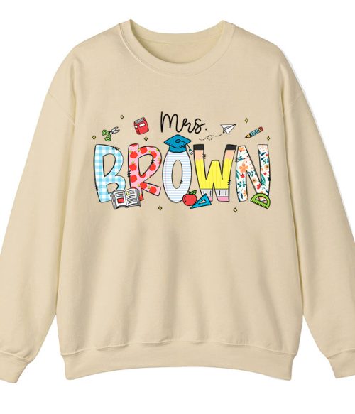 Personalized Name Cartoon Stationery Teacher Sweatshirt