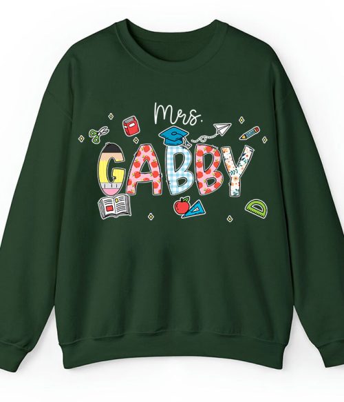 Personalized Name Cartoon Stationery Teacher Sweatshirt