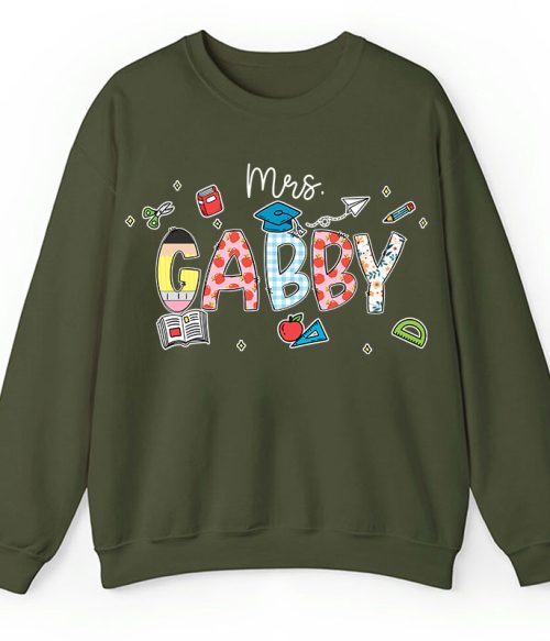 Personalized Name Cartoon Stationery Teacher Sweatshirt