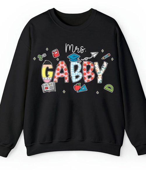 Personalized Name Cartoon Stationery Teacher Sweatshirt