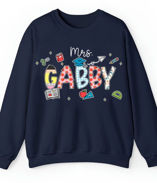 Personalized Name Cartoon Stationery Teacher Sweatshirt